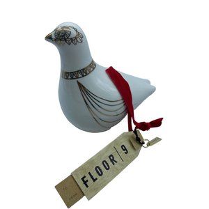 NEW Floor 9 Ceramic Gold Accent Holiday Christmas Boho Dove Partridge‎ Ornament